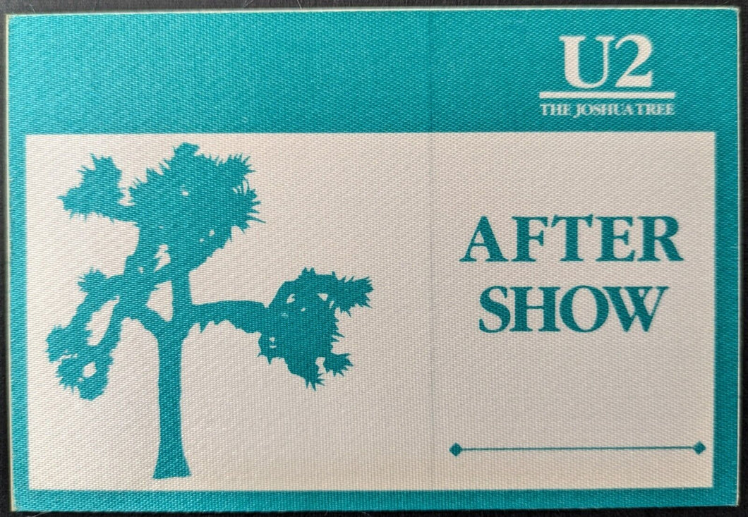 1987 U2 Joshua Tree Tour Unused Aftershow Backstage Pass Vintage Rock Music