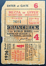 Load image into Gallery viewer, 1936 World Series Game 4 Yankee Stadium Program+Ticket Lou Gehrig HR N.Y Giants
