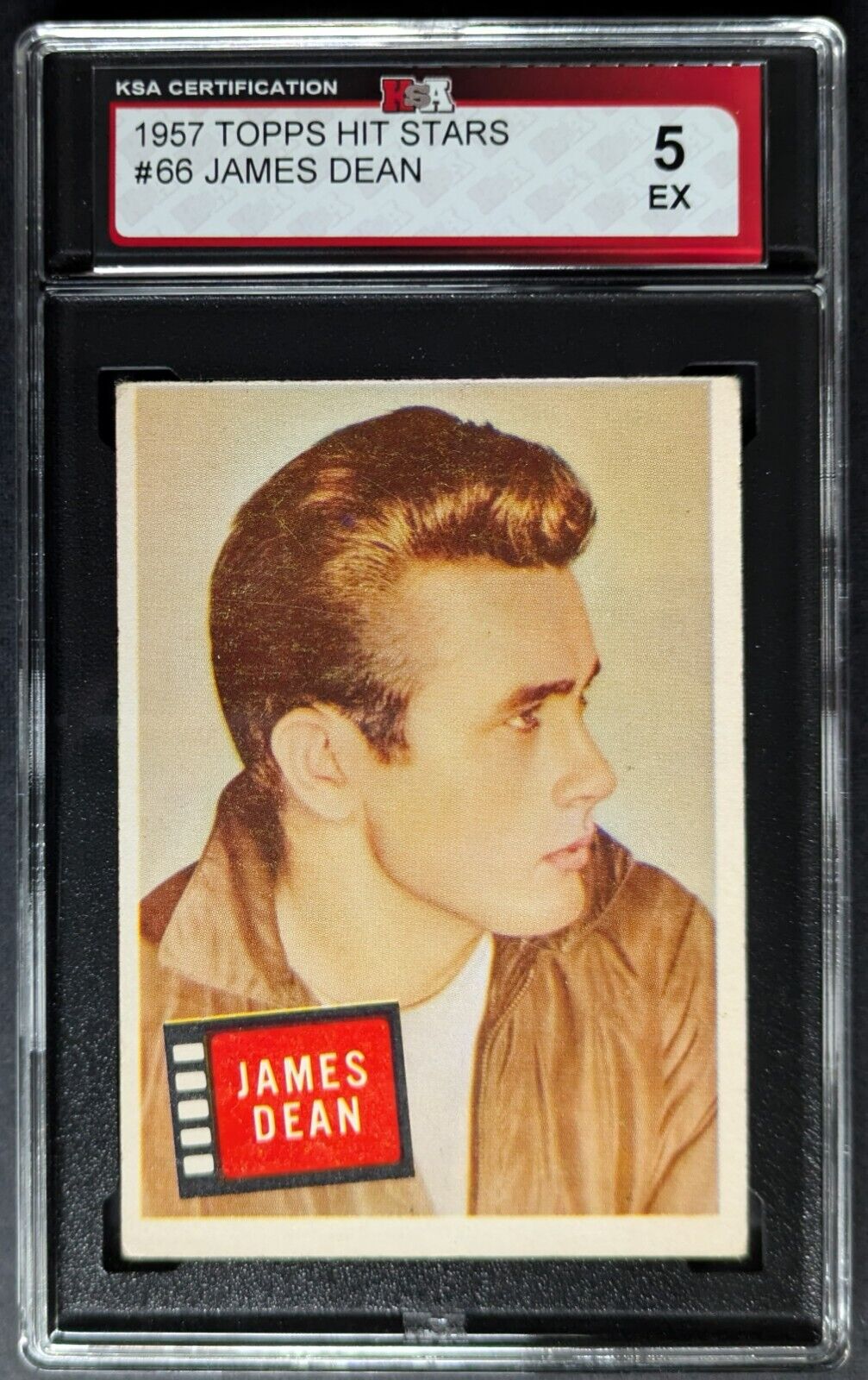 1957 James Dean Topps Hit Stars Card #66 Graded KSA 5 EX