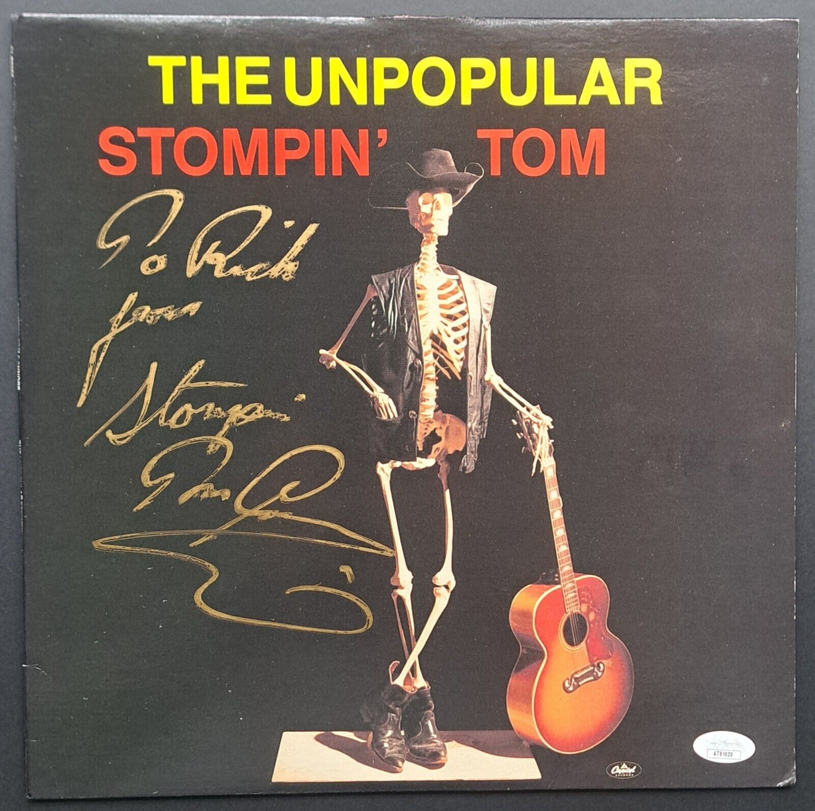 1976 Stompin' Tom Autographed Record Album Sleeve Signed Cover