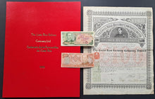 Load image into Gallery viewer, 100th Anniverary Costa Rica Railway Company Stock Certificate + Portfolio VTG
