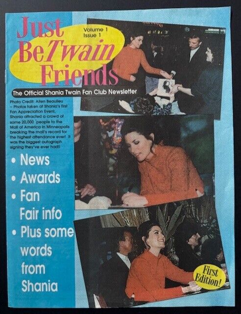 1996-98 Shania Twain First 9 Copies Of Her Fan Club Newsletter Country Music
