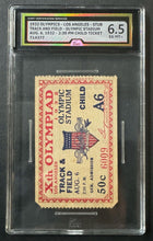 Load image into Gallery viewer, 1932 LA Olympics Track &amp; Field Child Ticket Stub iCert Slabbed/Graded 6.5 EX-MT+
