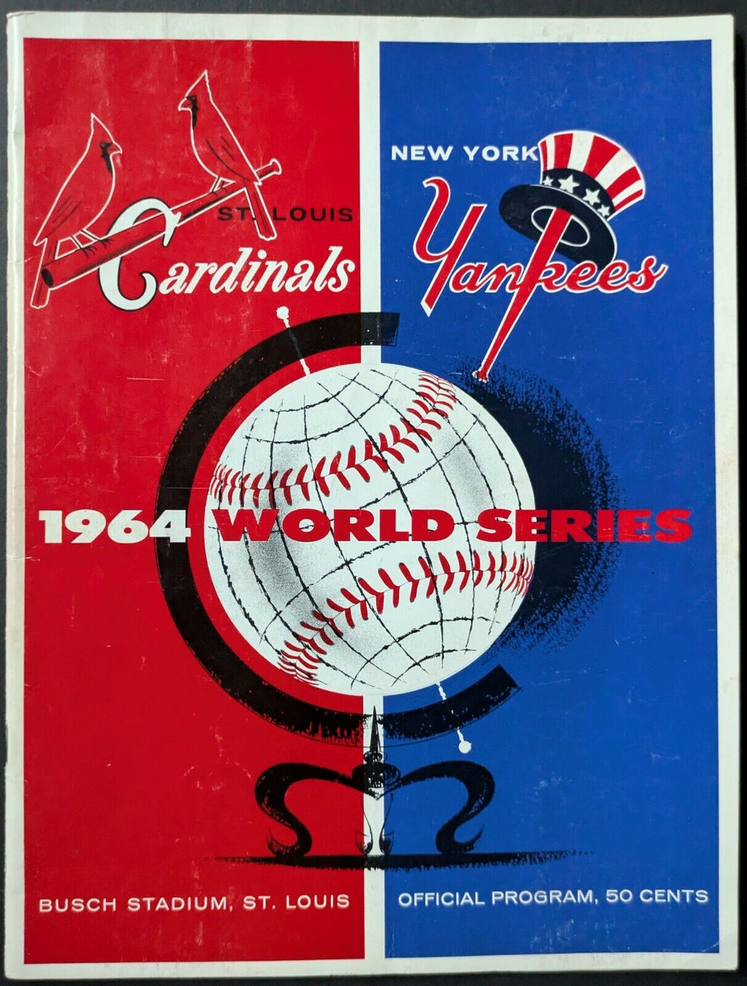 1964 World Series Program NY Yankees St. Louis Cardinals Busch Stadium Vtg MLB