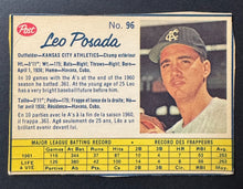 Load image into Gallery viewer, 1962 Post Canadian Cereal Leo Posada Kansas City Athletics Baseball Card
