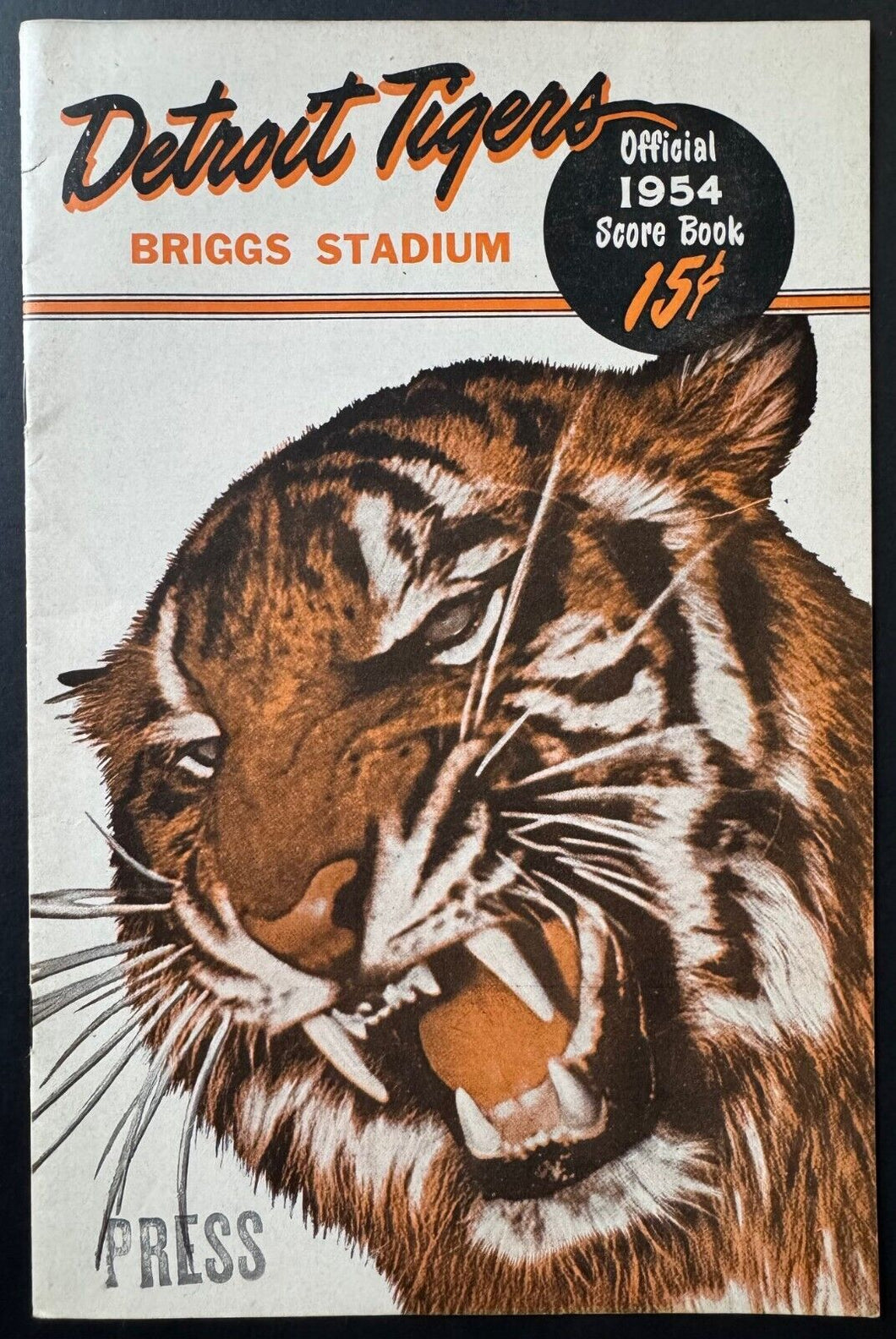 1954 Briggs Stadium Detroit Tigers Press Score Book Program MLB Baseball