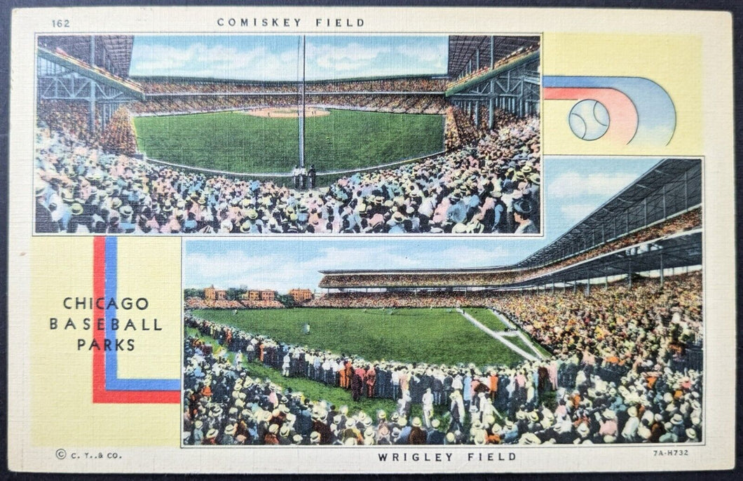 Circa 1940 Wrigley Field + Comiskey Park Vintage Unused Stadium Postcards