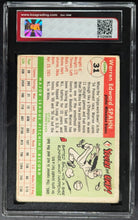 Load image into Gallery viewer, 1955 Warren Spahn Milwaukee Braves Topps Baseball Card #31 Graded KSA 2 GD+
