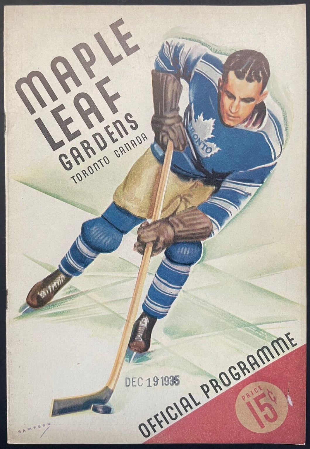 1935 Toronto Maple Leafs Program Boston Bruins Hockey NHL VTG Tiny Thompson