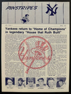 1976 New York Yankees Vintage Newsletter Celebrating Return To Yankee Stadium