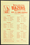1972-73 WHA Vancouver Blazers Inaugural Season Schedule Hockey Philadelphia VTG