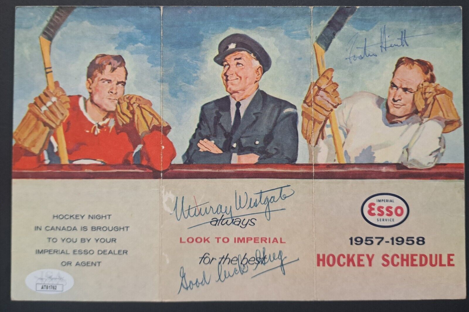 Foster Hewitt+Murray Westgate Autographed ESSO NHL Season Schedule