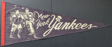 Load image into Gallery viewer, 1950s Era New York Yankees Vintage Baseball Catcher Full Size Pennant MLB Banner
