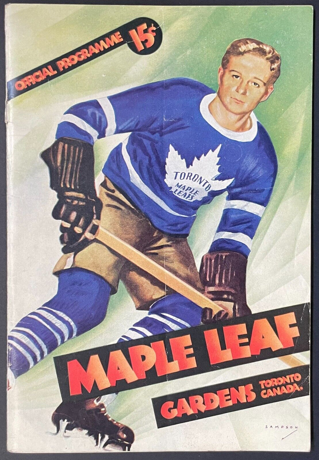 1939 Toronto Maple Leafs Game Program New York Rangers Hockey NHL VTG Syl Apps
