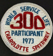 1973 World Service Life 300 Participant Patch Charlotte Speedway NASCAR Racing