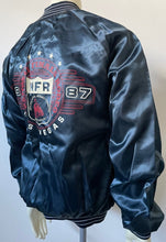 Load image into Gallery viewer, 1987 NFR National Finals Rodeo America Las Vegas Blue Satin Nylon Bomber Jacket
