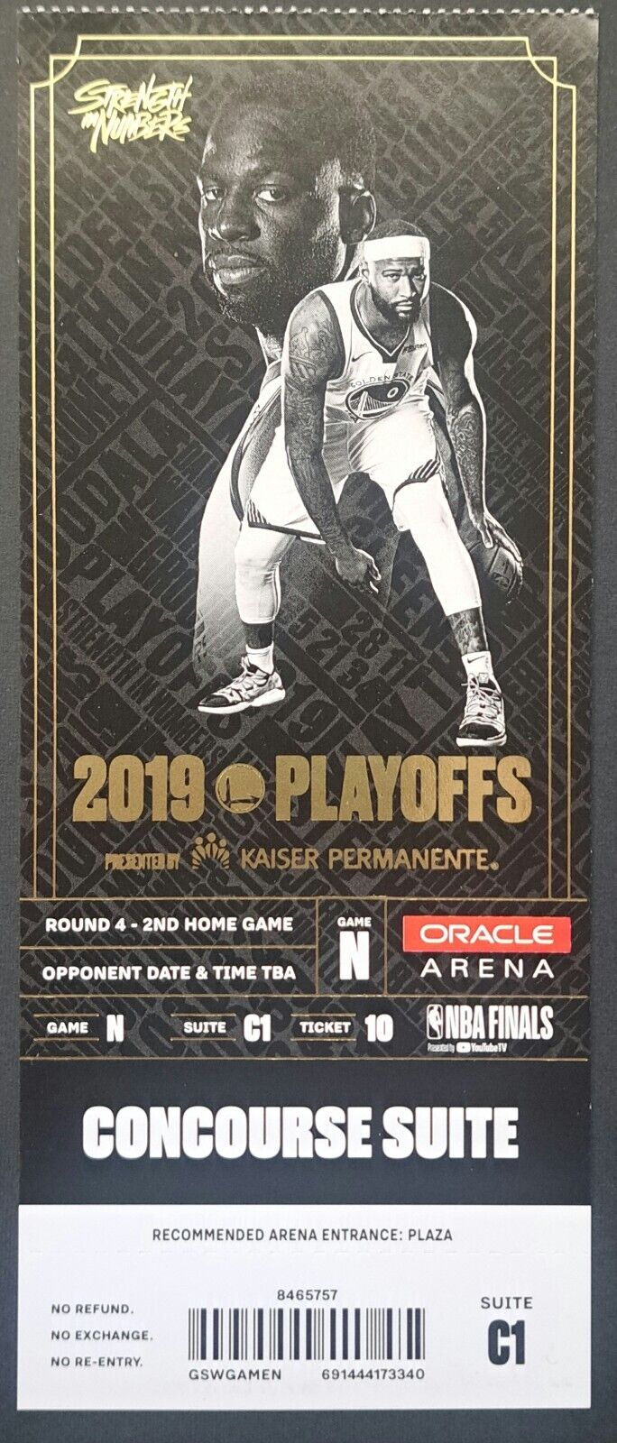 2019 NBA Finals Game 4 Ticket Toronto Raptors Golden State Warriors Basketball