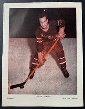 Load image into Gallery viewer, 1948 New York Rangers Program Insert/Lineup + Photo Edgar Laprade Signed Cover
