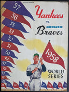 1958 World Series Game 3 Milwaukee Braves New York Yankees Baseball Program MLB