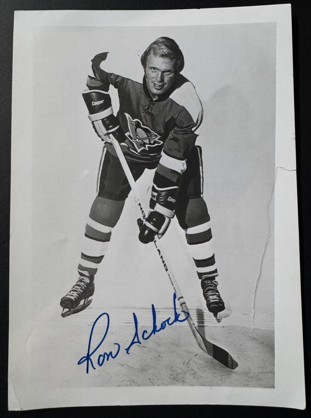 Circa 1970 Signed Ron Shock Autographed Pittsburgh Penguins Team Issued Photo