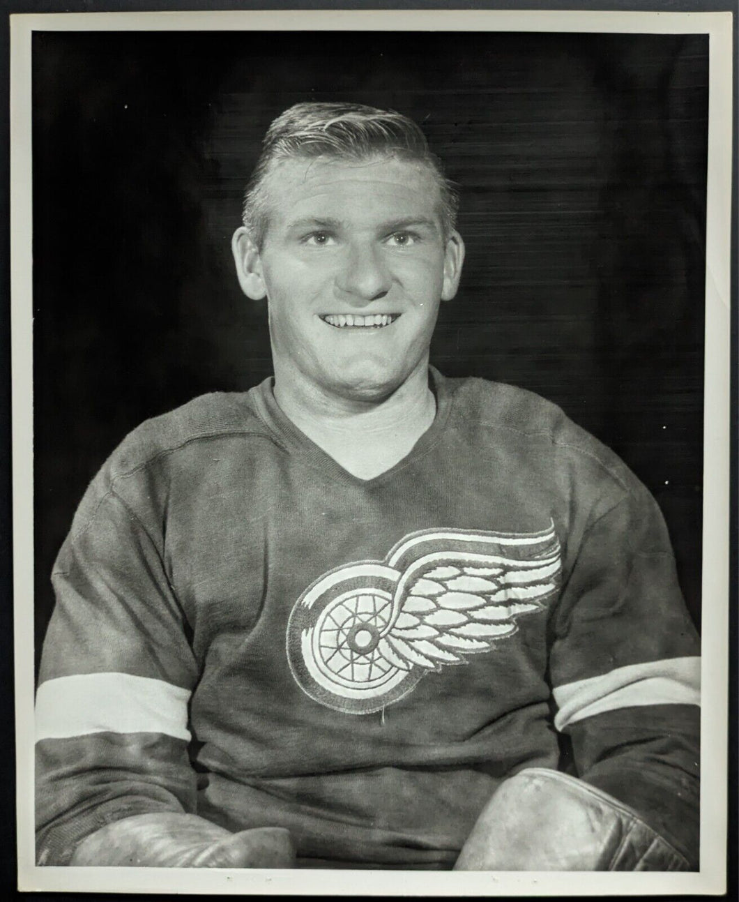 1953-54 Detroit Red Wings Johnny Wilson Type 1 B&W Photo Hockey NHL Vintage