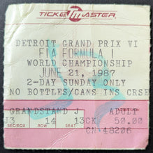 Load image into Gallery viewer, 1987 Formula 1 F1 Auto Racing Detroit Grand Prix Vintage Used Ticket Stub
