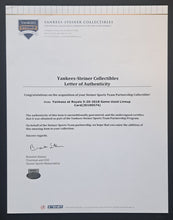 Load image into Gallery viewer, 2018 Yankees Royals Lineup Card Signed NY Aaron Boone Steiner MLB Holo LOA
