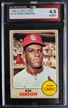 Load image into Gallery viewer, 1968 O-Pee-Chee #100 Bob Gibson St. Louis Cardinals Slabbed+Graded 4.5 VGE+ KSA
