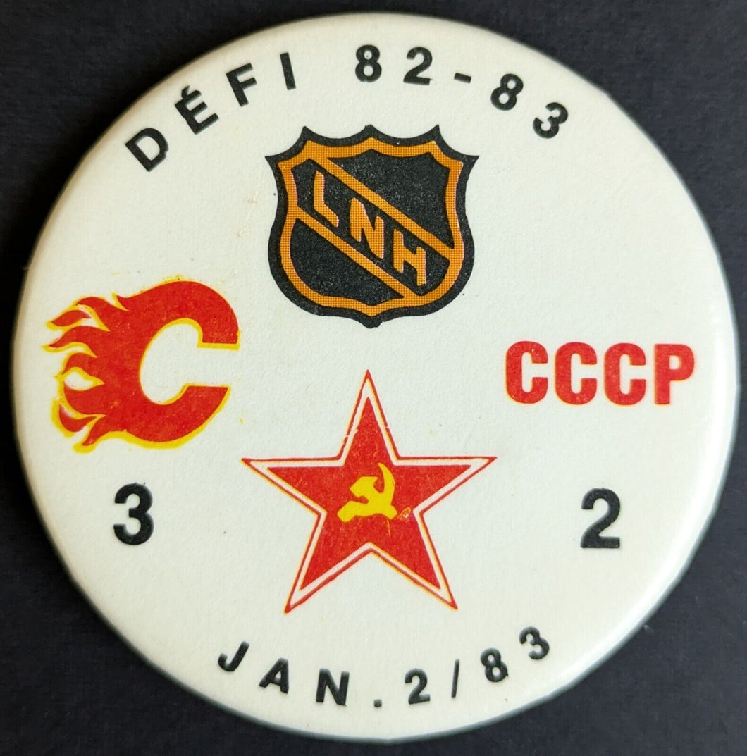 1983 NHL Vs Soviet Hockey Series Vtg Pinback