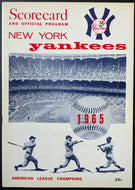 1965 Yankee Stadium Program Cleveland Indians New York Yankees MLB Vtg Scorecard