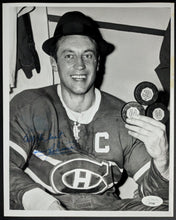 Load image into Gallery viewer, Jean Beliveau Hat Trick Autographed Montreal Canadiens Signed Photo NHL HOF JSA
