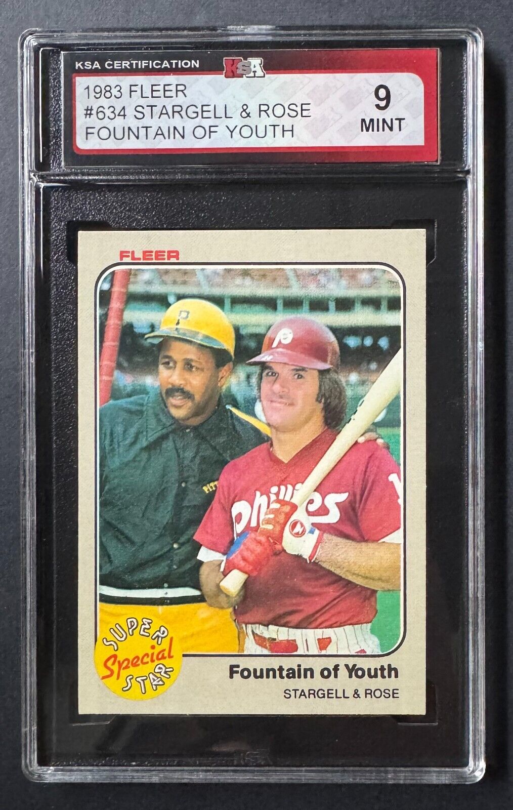 1983 Fleer #634 Willie Stargell & Pete Rose Fountain Of Youth Baseball Card KSA