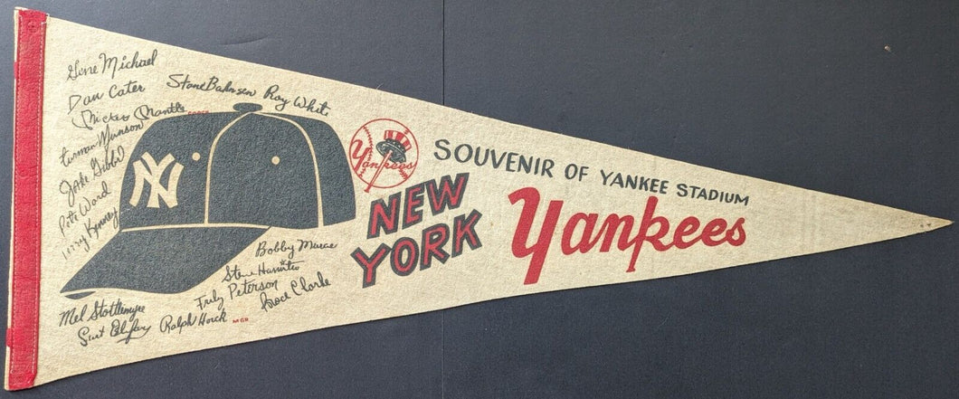 1970s New York Yankees Stadium Facsimile Team Autographed Pennant Vintage Banner