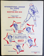 1977 International League All Star Game Vintage Lineup Sheet Program Red Sox