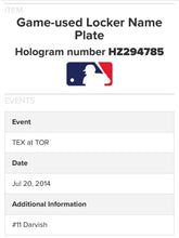 Load image into Gallery viewer, Yu Darvish Texas Rangers Game-Used Cardstock Locker Name Plate MLB Holo
