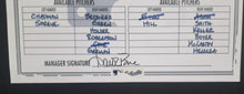 Load image into Gallery viewer, 2018 Yankees Royals Lineup Card Signed NY Aaron Boone Steiner MLB Holo LOA
