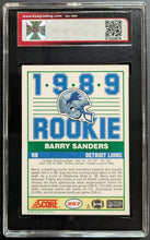 Load image into Gallery viewer, 1989 Barry Sanders Detroit Lions Score NFL Rookie Card #257 Graded KSA 7.5 NM+
