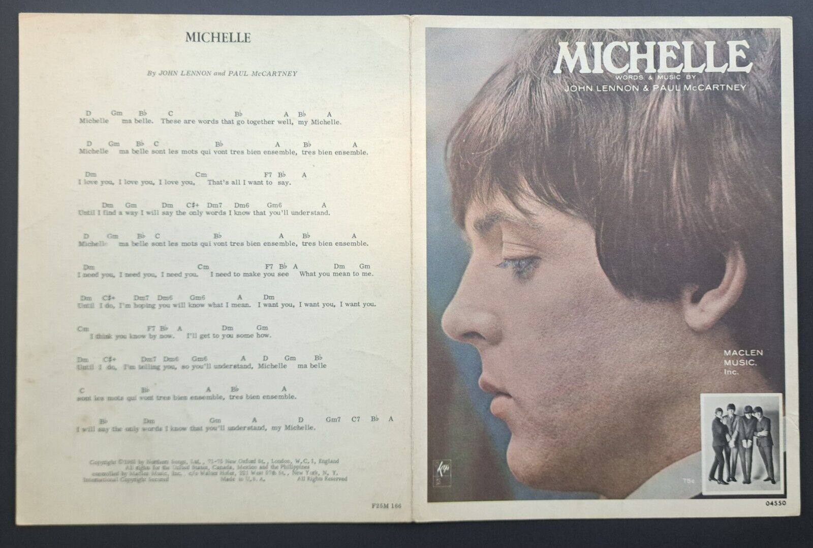 Michelle Letras 1965 The Beatles Michelle Sheet Music Vintage Lennon + McCartney ...
