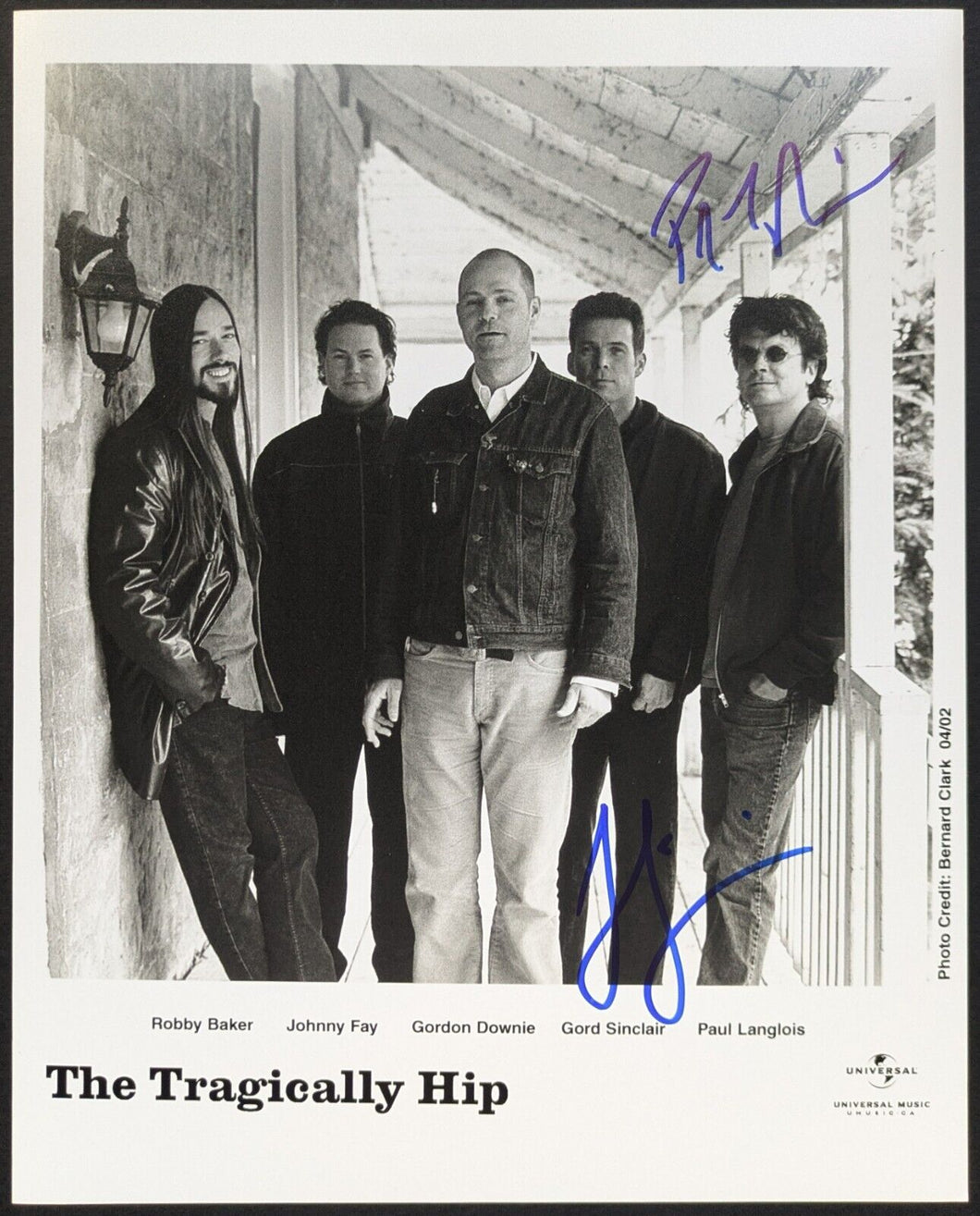 2002 The Tragically Hip Universal Music Signed Autograph Vintage Publicity Photo