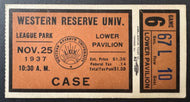 1937 Western Reserve University Football Ticket Steve Belichick Ticket