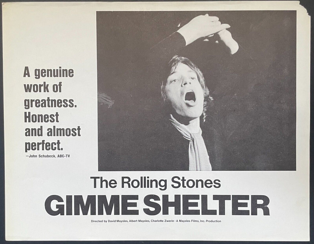 1970 The Rolling Stones Movie Gimme Shelter Lobby Card Mick Jagger 11” x 14