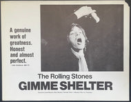 1970 The Rolling Stones Movie Gimme Shelter Lobby Card Mick Jagger 11” x 14