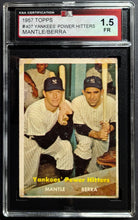 Load image into Gallery viewer, 1957 Mantle/Berra Yankees' Power Hitters Topps Baseball Card #407 KSA 1.5 FR
