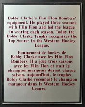 Load image into Gallery viewer, Hockey Hall Of Fame Bobby Clarke Display Plaque Flin Flon Bombers Junior A SJHL
