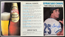 Load image into Gallery viewer, Doug Ault Signed Autographed 1985 Syracuse Chiefs Pocket Schedule Baseball
