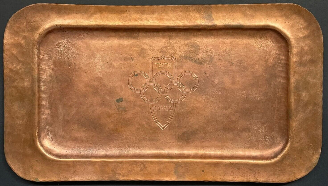 1932 Summer Olympic Games X Engraved Rings Copper Dinner Tray Los Angeles IOC