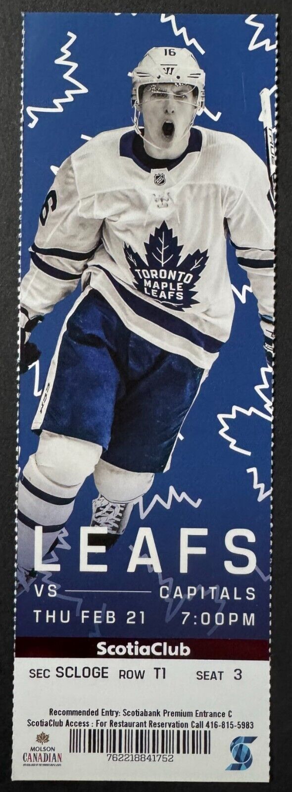 2019 Unused Toronto Maple Leafs Washington Capitals Ticket Ovechkin Goal 650 NHL