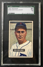 Load image into Gallery viewer, 1951 Bowman Tigers #105 Don Kolloway MLB Card SGC Graded Slabbed 84 NM 7 Vtg
