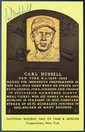 1947 Carl Hubbell Baseball Hall Of Fame Plaque Signed Postcard JSA Certified