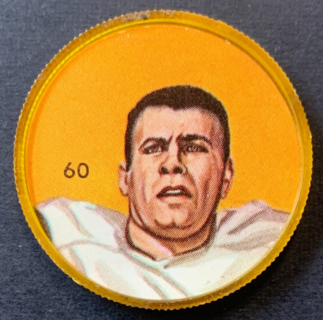 1963 Nalleys CFL Coin #60 Angelo Mosca Tiger Cats Humpty Dumpty Footba ...
